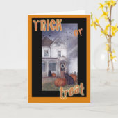 TRICK-ODER LECKEREI-SPUK HAUS-HALLOWEEN-GRUSS KARTE (Gelbe Blume)