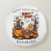 Trick oder Leckereien Ich Halloween Pumpkin Rundes Kissen (Rückseite)