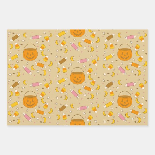 Trick oder Leckereien Jack-o-Lantern Halloween Pri Geschenkpapier Set (Vorderseite 3)