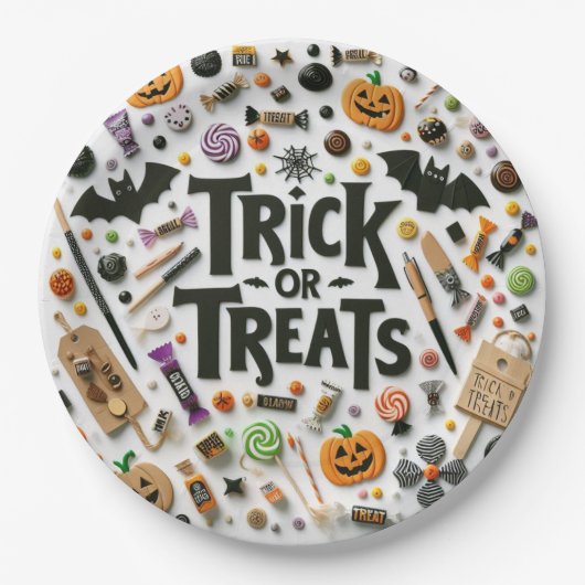 Trick oder Leckereien Pappteller (Vorderseite)
