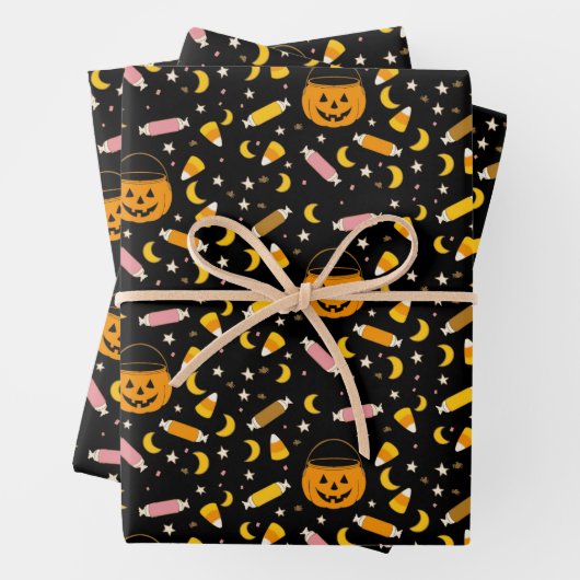 Trick oder Leckereien Spooky Season Retro Hallowee Geschenkpapier Set (Beispiel)