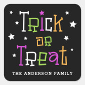 Trick oder Leckereien Sterne Happy Halloween Quadratischer Aufkleber (Vorderseite)