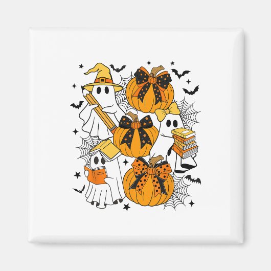 Trick oder lehren Ghost Lehrer Halloween Retro Flo Magnet (Vorne)