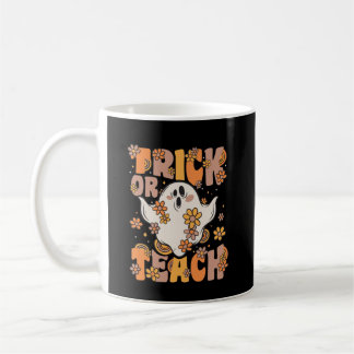 Trick oder lehren Groovy Ghost mit Vintagen Blume Kaffeetasse