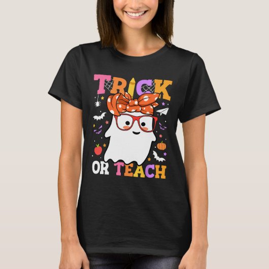Trick oder lehren Lehrer glückliche Halloween-Geis T-Shirt (Vorderseite)