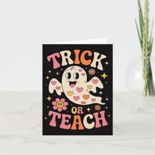 Trick oder lehren Niedlich Ghost Lehrer Halloween Karte (Vorderseite)