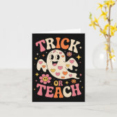 Trick oder lehren Niedlich Ghost Lehrer Halloween Karte (Gelbe Blume)