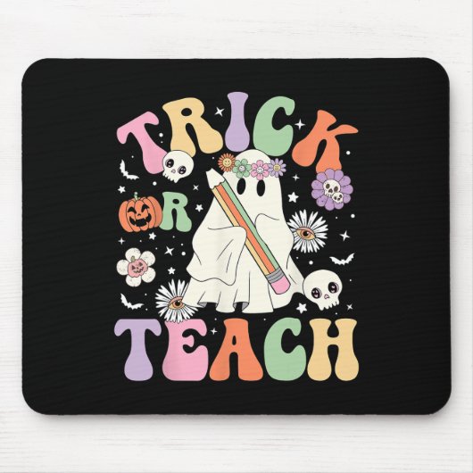 Trick oder lehren Niedlich Teacher Halloween Retro Mousepad (Vorne)
