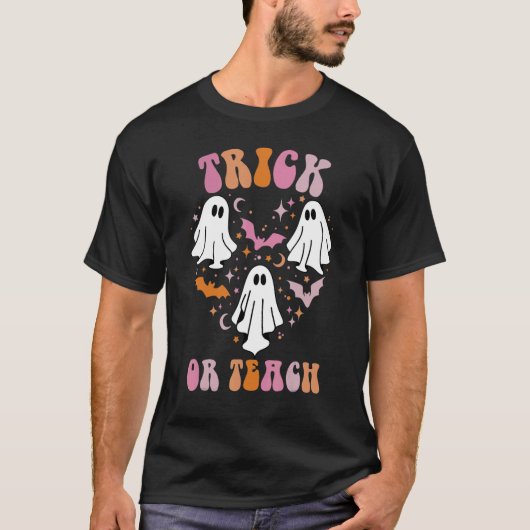 Trick oder lehren Niedlichen Halloween Lehrerinnen T-Shirt (Vorderseite)
