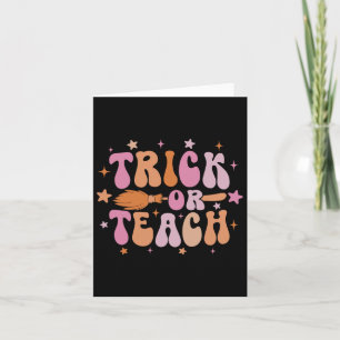 Trick oder lehren Retro Groovy Halloween Shirt für Karte