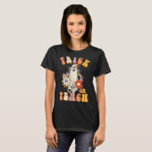 Trick oder lehren Retro Groovy Lehrer Halloween Fl T-Shirt (Vorne ganz)