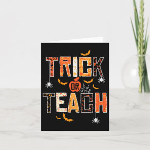 Trick oder lehren Retro Halloween Lehrerin Frauen Karte