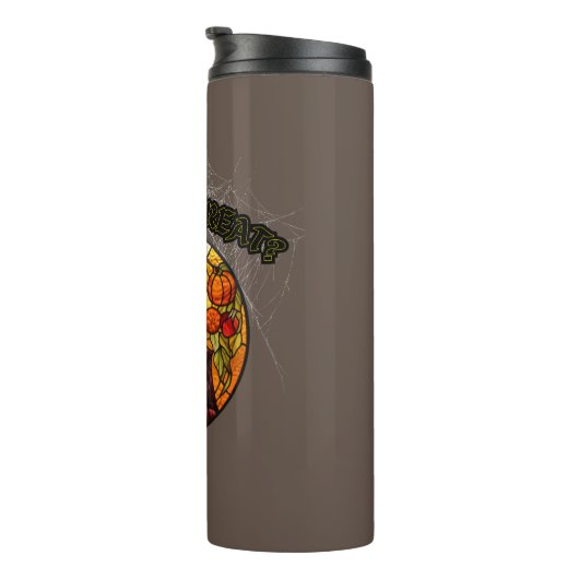 Trick oder Lust? Halloween, Buntglas Thermosbecher (Nach rechts gedreht)