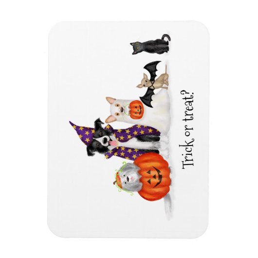 Trick oder Lust? Hunde im Halloween-Kostümmagnet Magnet (Vertikal)