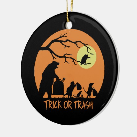 Trick oder Müll Keramik Ornament (Links)