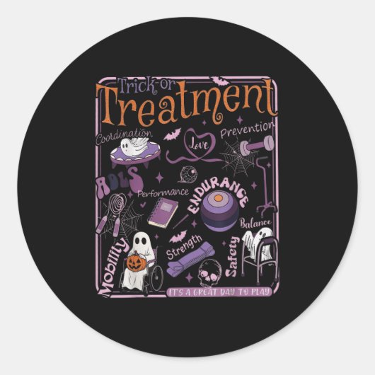Trick oder PT Physical Therapy Therast Halloween Runder Aufkleber (Vorderseite)
