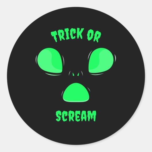 Trick oder Schrei Funny Design Halloween Alien Runder Aufkleber (Vorderseite)
