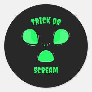 Trick oder Schrei Funny Design Halloween Alien Runder Aufkleber