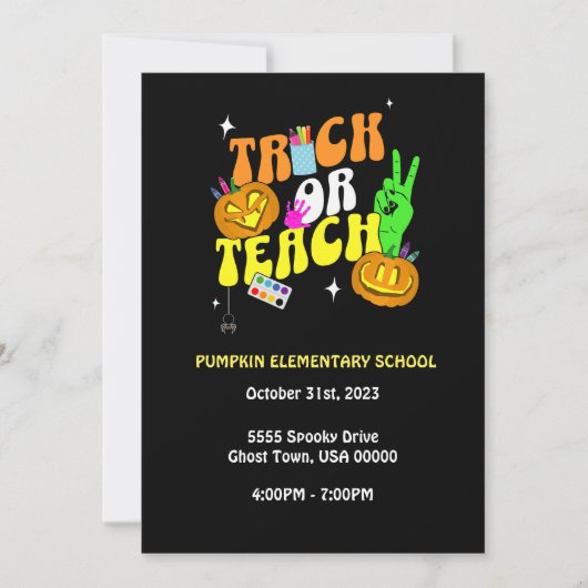 Trick oder Teach Editable Pumpkin Einladung (Vorderseite)