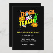 Trick oder Teach Editable Pumpkin Einladung (Vorne/Hinten)