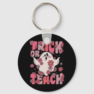 Trick oder Teach Groovy Ghost mit Vintagen Blume K Schlüsselanhänger