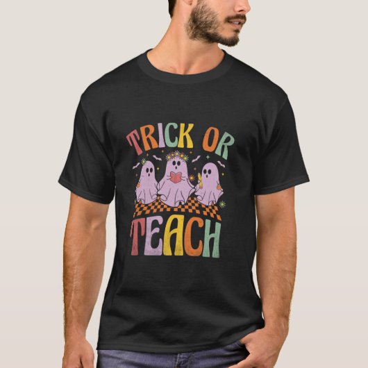 Trick oder Teach Halloween Ghost Lehrer Niedliches T-Shirt (Vorderseite)