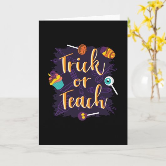 Trick- oder Teach Halloween School Karte (Gelbe Blume)