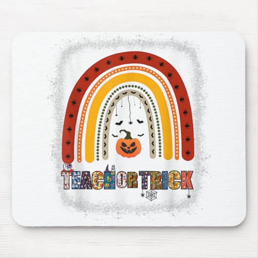 Trick oder Teach Leopard Regenbogenlehrer Hallowee Mousepad (Vorne)