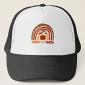 Trick oder Teach Leopard Regenbogenlehrer Hallowee Truckerkappe (Vorderseite)