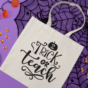 Trick oder Teach Modernes Halloween Pumpkin Lehrer Tragetasche