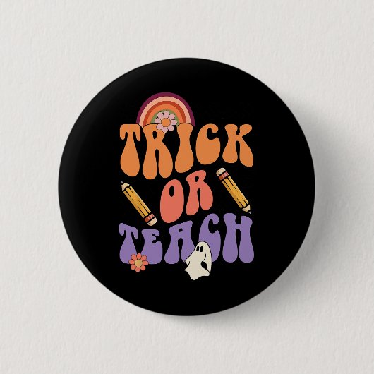 Trick oder Teach Retro Fall Halloween Kostüme Teac Button (Vorderseite)
