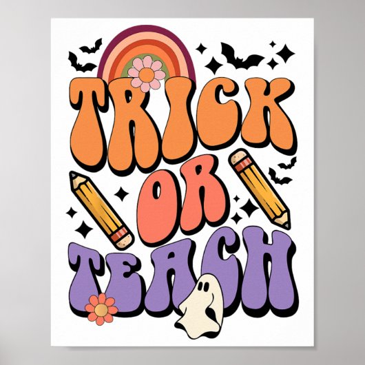 Trick oder Teach Retro Fall Halloween Kostüme Teac Poster (Vorne)