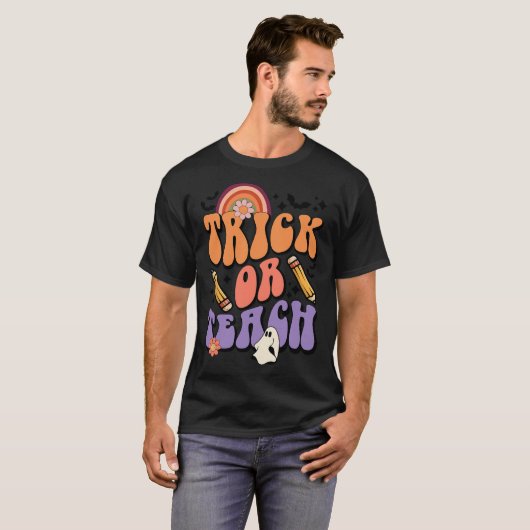 Trick oder Teach Retro Fall Halloween Kostüme Teac T-Shirt (Vorne ganz)