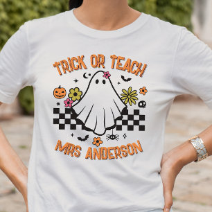 Trick oder Teach Retro Ghost Lehrer Halloween T-Shirt