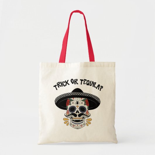 Trick oder Tequila Sugar Skull Halloween-Geschenk Tragetasche (Vorne)