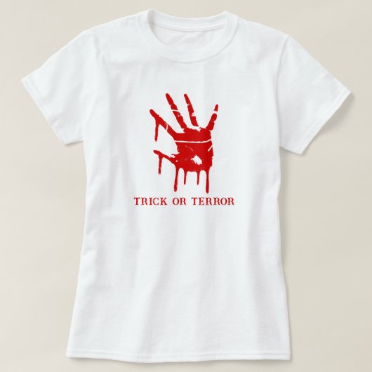 Trick oder Terror Spooky Blut Hand Halloween T-Shirt (Design vorne)