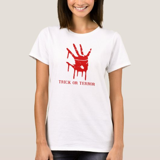 Trick oder Terror Spooky Blut Hand Halloween T-Shirt (Vorderseite)