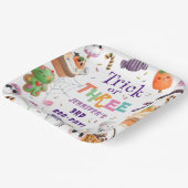 Trick oder Three! Niedliches Lila Halloween 3. Geb Pappteller (Gewinkelt)