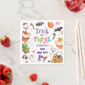 Trick oder Three! Niedliches Lila Halloween 3. Geb Serviette (Beispiel)