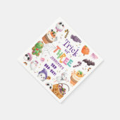 Trick oder Three! Niedliches Lila Halloween 3. Geb Serviette (Ecke)