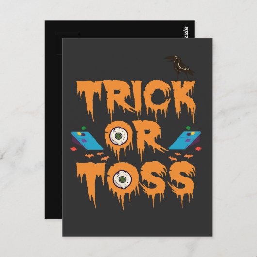 Trick oder Toss Funny Spooky Halloween Cornhole Ge Postkarte (Vorne/Hinten)