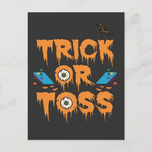 Trick oder Toss Funny Spooky Halloween Cornhole Ge Postkarte (Vorderseite)