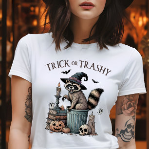 Trick oder Trashy Vintag Raccoon Halloween T-Shirt