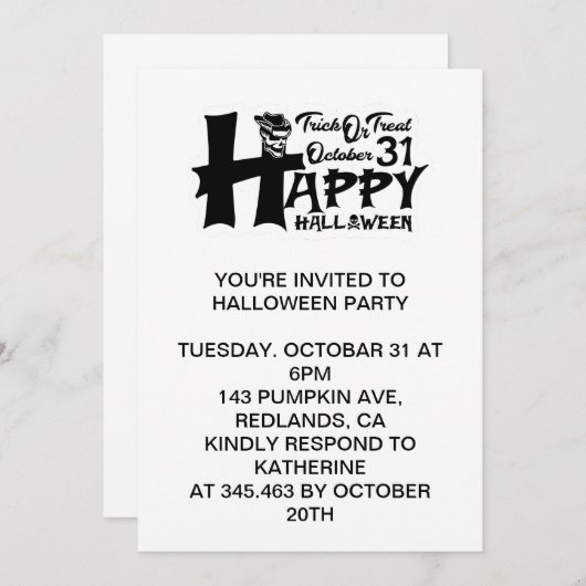 Trick oder Treat! 31. Oktober - Happy Halloween Einladung (Vorne/Hinten)