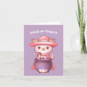 Trick oder Treat Adorable Halloween Pomchi Hexe Karte (Vorderseite)