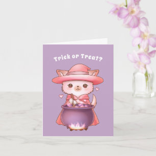 Trick oder Treat Adorable Halloween Pomchi Hexe Karte