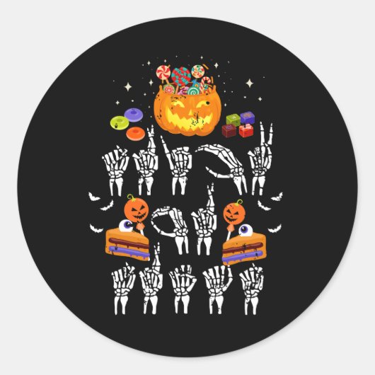 Trick oder Treat ASL Hands American Sign Language  Runder Aufkleber (Vorderseite)