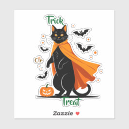 Trick oder Treat Black Cat Aufkleber
