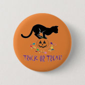 Trick oder Treat Black Cat Button (Vorderseite)