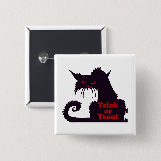 Trick oder Treat Black Cat Button (Vorne & Hinten)